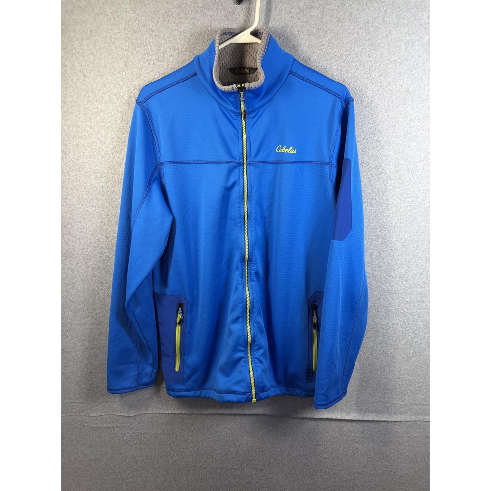 Cabela's Jacket Mens LT Blue Softshell Full Zip Fleece Lined Pockets Outdoor